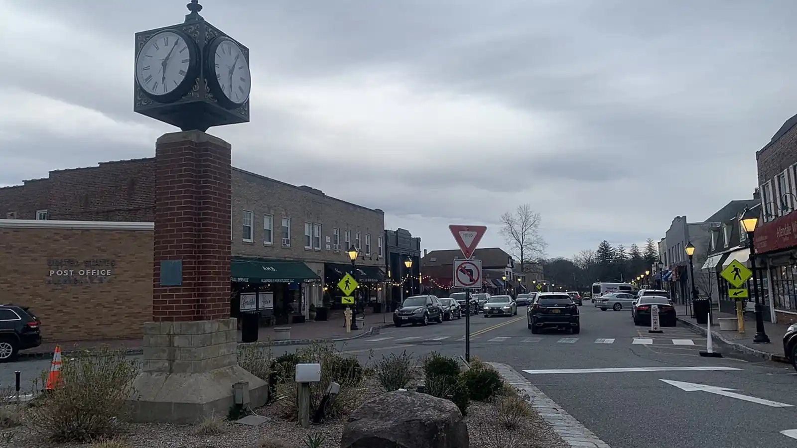 Downtown Allendale and the clock tower in Allendale, New Jersey