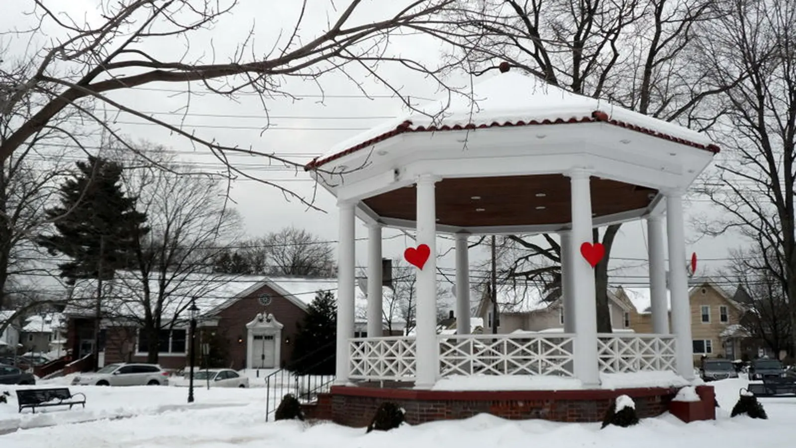 Downtown Westwood, New Jersey in winter